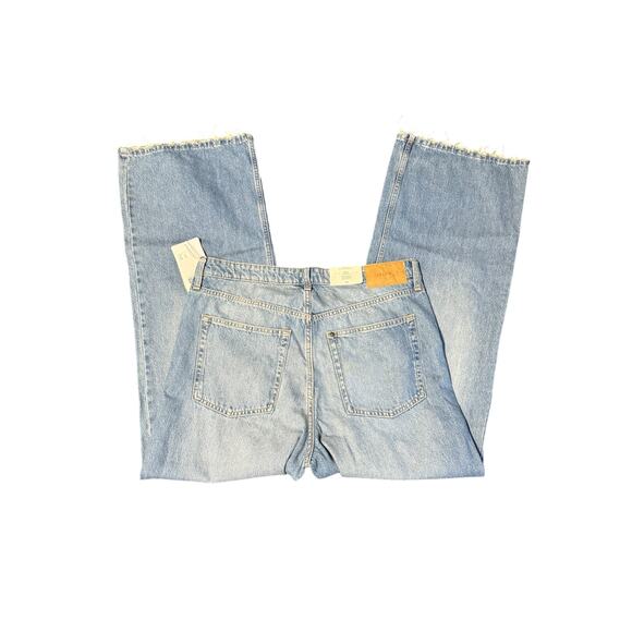 H&M wide regular fith ultra High waist coupe large denim jeans women sz 14 - Picture 2 of 8